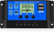 30A Solar Charge Controller for 12V/24V Panels - Intelligent Regulator with LCD Display, USB Port and Timer