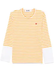 [COMME des GARCONS PLAY] Small Red Emb Bi-Col Stripe Tee Unisex