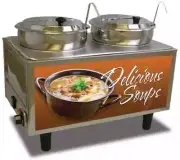 Benchmark 51072-S Dual Well Soup Station Warmer with Inset Lids & Ladles