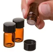 5-100PCS 2ml 5/8 dram Amber Glass Essential Oil Bottle with Orifice Reducer cap