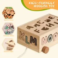 在飛比找蝦皮商城精選優惠-蒙台梭利嬰兒玩具字母車形配對拖拉機木製早教積木