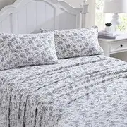 [Laura Ashley] Faye Toile Flannelette Sheet Set, Black, King