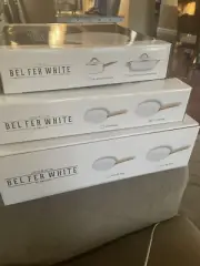 NIB Set Of 3 Bel Fer White by Dwell Six 9.5” & 11.2” Frying Pan, 11.8” Saute Pan