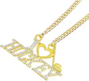 noblehead Hockey Charm Necklace,Ice Hockey Sticks and Puck Winter Sports Pendant With Many Shinning Crystal Diamond, Large, Metal, Crystal
