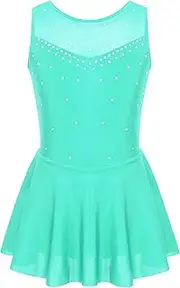 [Loodgao] Kids Sparkly Rhinestone Figure Ice Skating Dress Ballet Dance Tutu Skirt Leotard Gymnastic Costume Outfit