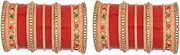 [Efulgenz] Indian Bridal Bangle Set for Women Faux Kundan Crystal Chura Bangles Punjabi Chuda Acrylic Bangle Set for Wedding Bridal Dulhan Choora Bangle Set Bracelet Fashion Jewelry