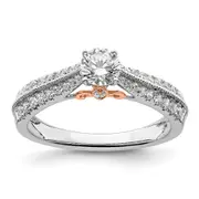 10k Two-tone Two Tone Rose and White Gold 3/4 Ct. Lab Grown Diamond VS/SI+ G+ Round Channel Set Shared Prong Engagement Ring