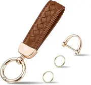 Hamdecro Genuine Leather Car Keychain, Handmade Knit Sheepskin Key chains for Women, Universal Key Fob Holder…