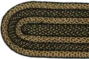 48" Oval Braided Jute Table Runner Country Kitchen Farmhouse Black + Brown