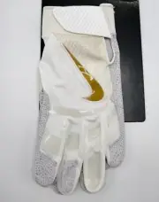 Nike HyperDiamond Select 2.0 Batting Gloves Women's Medium White/White/Gold