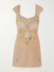 [Clio Peppiatt] Clio Peppiatt - Marie Embellished Stretch-tulle Mini Dress - Gold - small small Gold