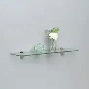 Glass Floating Shelf Bathroom Living Room Decorative Display Nickel Fancy Cute