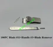 100PC Dental Surgical Sterile Blades #11 + Scalpel Handle 3# + Blade Remover kit