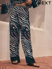 Black/Animal Wide Leg Trousers (AK1052) | $33