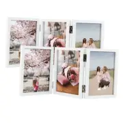 , 2 Pack 4x6 Triple Hinged Photo Frames, 3 Folding Picture Frame, Stand