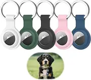 5 Pcs Airtag Holder - Durable Waterproof AirTag Keychain with Soft Silicone Holder, Lightweight and Scratch-Resistant Design, Perfect for Luggage, Keys, Dog Collars, Backpacks, Wallets and More