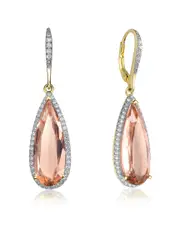 Rachel Glauber 14K Over Silver CZ Morganite Drop Earrings