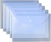 Filing Envelopes A4 Button File Bag Student Test Paper Transparent Document Bag Storage Office Data Contract Storage Folder Snap Pouch Plastic Folders(Blue)