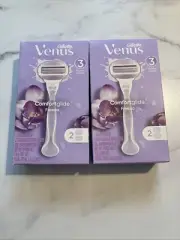 Gillette Venus ComfortGlide Freesia 3 Blade Razor 1 Handle + 2 Refills Set Of 2