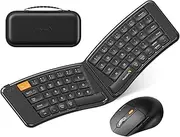 ProtoArc Ergonomic Foldable Keyboard Mouse, XKM03 Portable Folding Bluetooth Keyboard Mouse Combo for Business and Travel, Split Design, 3 Bluetooth, Rechargeable, for iPad, Tablet, iPhone, Laptop
