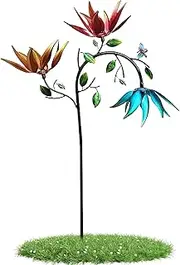Metal Sunflower Colored Windmill,Outdoor Flower Wind Sculpture,Cute Wind Sculpture for Courtyards Patio