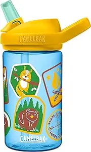CamelBak Kid's Eddy+ Water Bottle, Explorer Patches, 0.4 Litre Capacity
