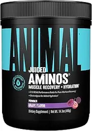 Universal Nutrition Animal Juiced Aminos Enhanced BCAA and EAA Instantized Amino Acid Supplement, Grape, 30 Count