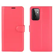 For Samsung Galaxy A72 5G / 4G Lychee Folio Protective Case, Kickstand, Wallet, Red