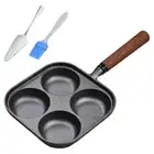 4-Cup Cast Iron Egg Frying Pan w/Handle Omelette Pan Fried Egg Pan(with brush) A