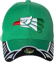 [Artisan Owl] Hecho En Mexico Golden Eagle National Colors Hat - Choose Camo, Black Green - 100% Cotton Embroidered Cap