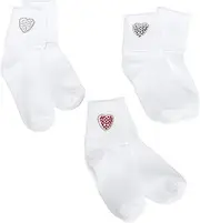 [Jefferies Socks] Big Girls' Fancy Heart Applique (Pack of 3) - Multi