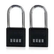 ABRAFOX Heavy Duty 4-Digit Set own Combination Locks Long Shackle Padlock bla...