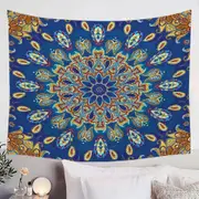 Red Yellow Blue Oriental Paisley Mandala Tapestry
