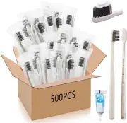 500 Sets Disposable Toothbrushes Bulk with Mini Toothpaste Individually Wrapped