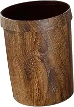 JISADER Wood Grain Trash Can Waste Basket Elegant Versatile Garbage Container Toilet Paper Basket for Home Hotel Study Room Dorm
