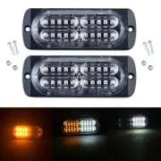 2x White Amber 20-LED Emergency Hazard Warning Car Flash Strobe Beacon Light Bar