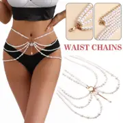 Women Pearl Waist Chains Tassel Pendant Waist Chain Fashion Body Jewelry