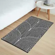 Front Door Mat 2'x3', Machine Washable Welcome Mats Cotton Woven 2‘x3' Black