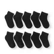 Wonder Nation Socks Boys Size L Black Cushioned Ankle , 10 Pack --S1--