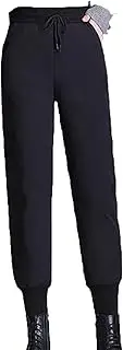 [HZXY] Women's Winter High-Rise Quilted Windbreaker Puffer Down Pant Trousers, Puffer Ski Insulation Pants for Winter Snow (3XL,Black)