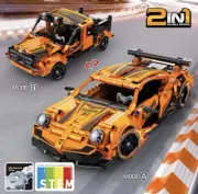 STEM Car Toy Building Gift For All Ages! 2in1 Pull-Back Racing Car, 490 Pieces