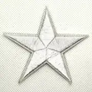 New 2.8" White Star Embroidered Iron On or Sew On Patch 116