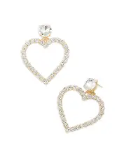 Aqua Big Heart Cubic Zirconia Open Drop Earrings in 14K Gold Plated - Exclusive