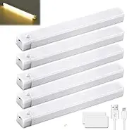 Under-Unit Light Kitchen LED 20 cm, Pack of 5 Cabinet Lighting Wireless with Motion Sensor, USB Rechargeable Cabinet Light with 3 Colour Temperatures, Dimmable, Cabinet Light Strip for Kitchen,