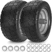 11x6.00-5 Lawn Mower Tires Flat Free, Zero Turn Mower Front Tires, 11x6-5 Solid Mower Wheel for Residential and Commercial, With 5/8" and 3/4"Bearing, 6"- 8" Center Hub, 400lbs, 2Pack Gray