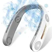 MSEVC 4 Turbo 6000mAh Portable Neck Fan 360°Cooling Airflow Bladeless USB Rechargeable with 3 Speeds Adjustment Wearable Personal Fan for Outdoor Travel Indoor - White