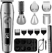 SURKER Beard Trimmer Cordless Electric Hair Clipper for Men Shaver & Body & Nose Hair Trimmer Haircut Grooming Kit 6 in 1 USB Rechargeable Washable