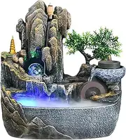 Tabletop Water Fountain Tabletop Water Fountain with Cascading Rock Waterfall and Rockery Stream Zen Meditation Indoor Waterfall Feature with Automatic Pump for Home Office Bedroom Desk Decoration Off