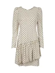 Cream Polkadot Asymmetric Hem Dress