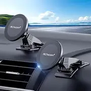 PROfezzion 2-Pack Strong Magnetic Car Mount Dash Holder for iPhone 15 14 13 12 Pro Max iPhone 14 Plus [Easily Install] [Metal Ring Included for Other Phones]